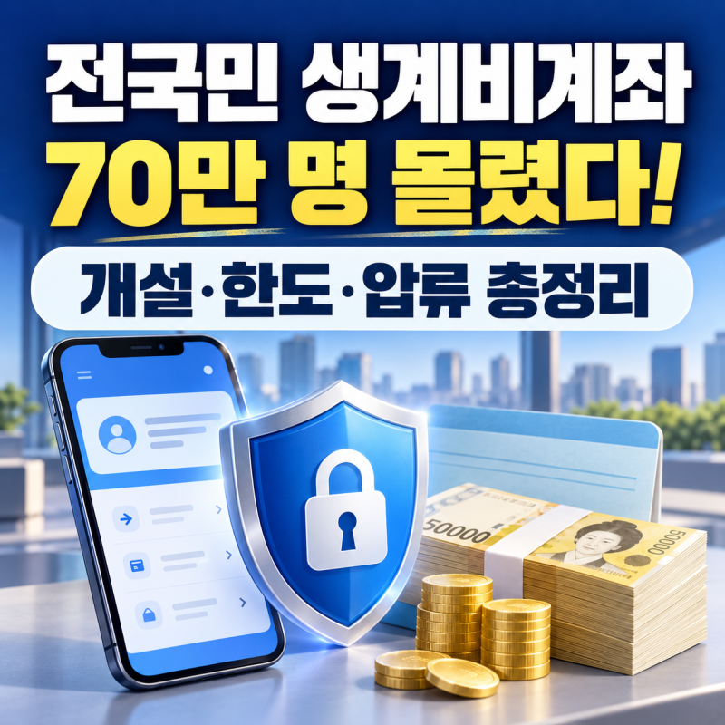 전국민 생계비계좌 70만 명 몰렸다! 개설 방법·입금한도·체크카드·압류 총정리