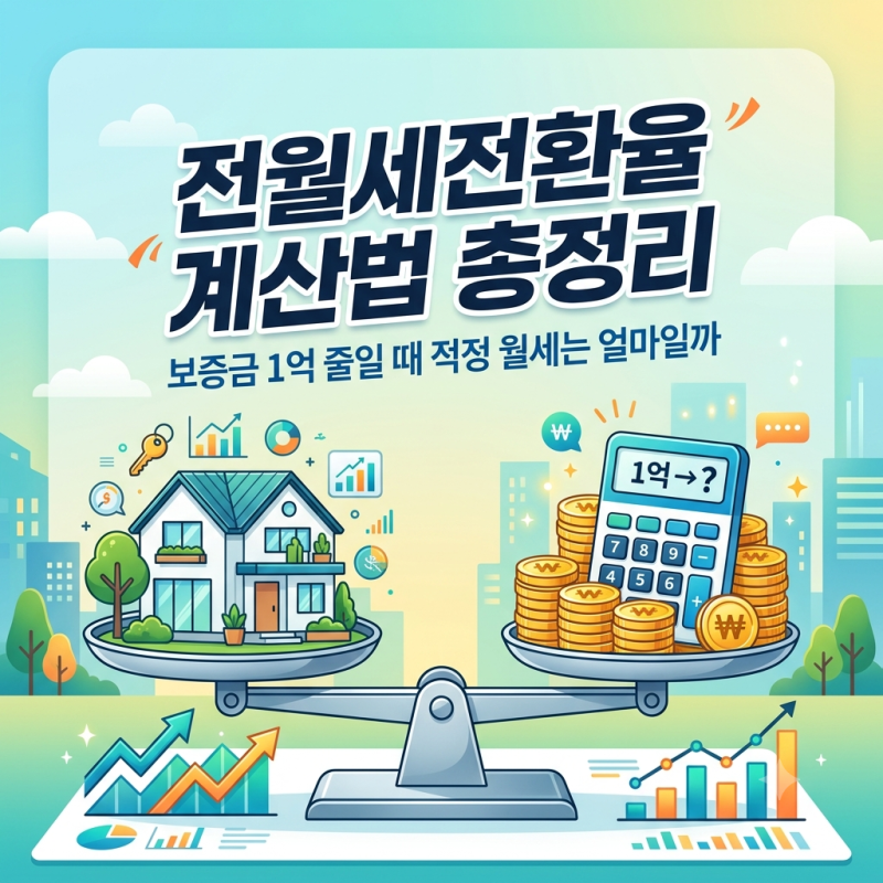 전월세전환율 계산법 및 공식: 2026년 기준금리 반영 법정 상한선과 계산기 활용법