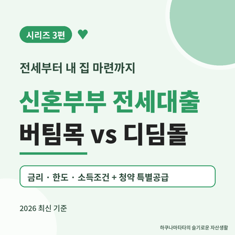 [신혼부부지원금 3편] 신혼집 이자, 반으로 줄이는 법! 신혼부부 전세대출 버팀목 vs 디딤돌 ....