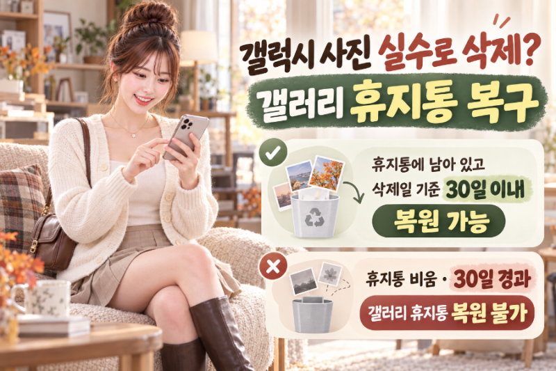 갤럭시 사진 실수로 삭제했을 때? 갤러리 휴지통 복구·30일 지나면 어떻게 될까