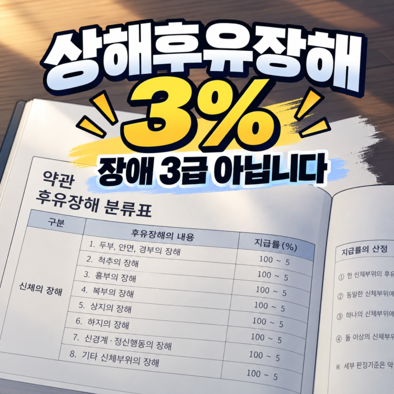 상해후유장해 3% 디스크 골절 분류표 지급률과 장해진단서 발급 시기