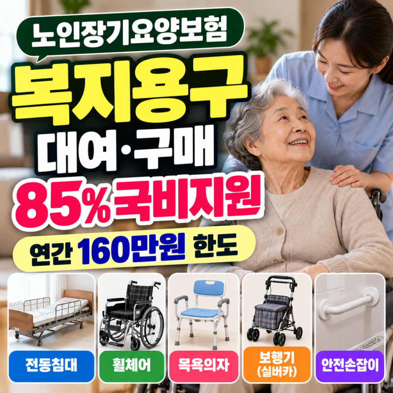 노인장기요양보험 복지용구 대여 및 구매 85% 국비지원 품목 총정리 (연간 160만원 한도)