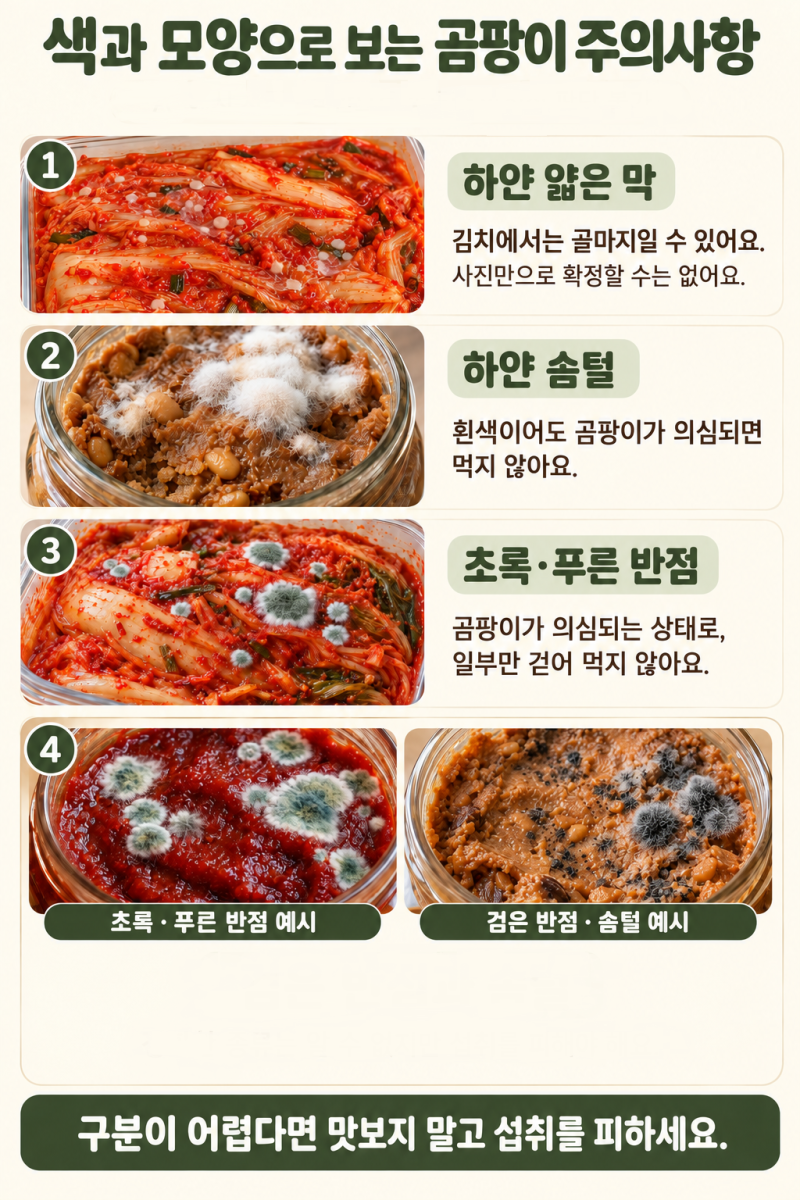 된장·고추장·김치에 하얀 것이 생겼다면? 색과 모양으로 알아보는 곰팡이 주의사항