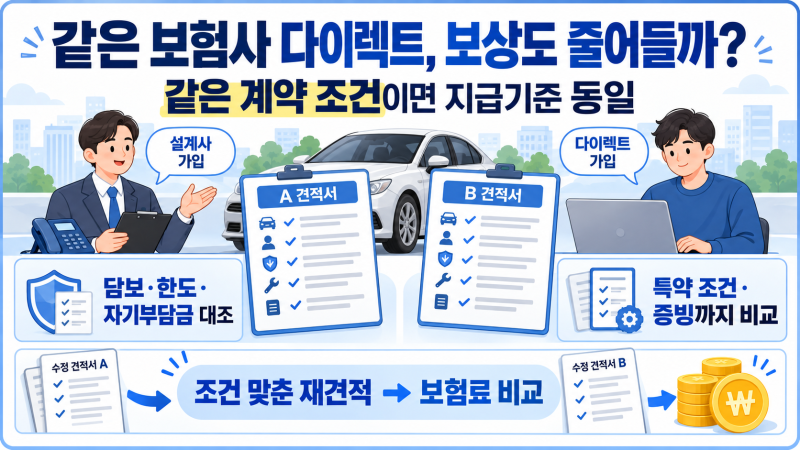 같은 보험사 자동차보험, 다이렉트가 저렴하면 보상도 줄어들까?