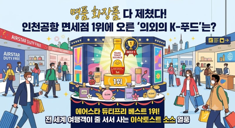 인천공항 면세점에서 명품 화장품 다 제치고 1위 차지한 한국 'K-소스'의 정체는?