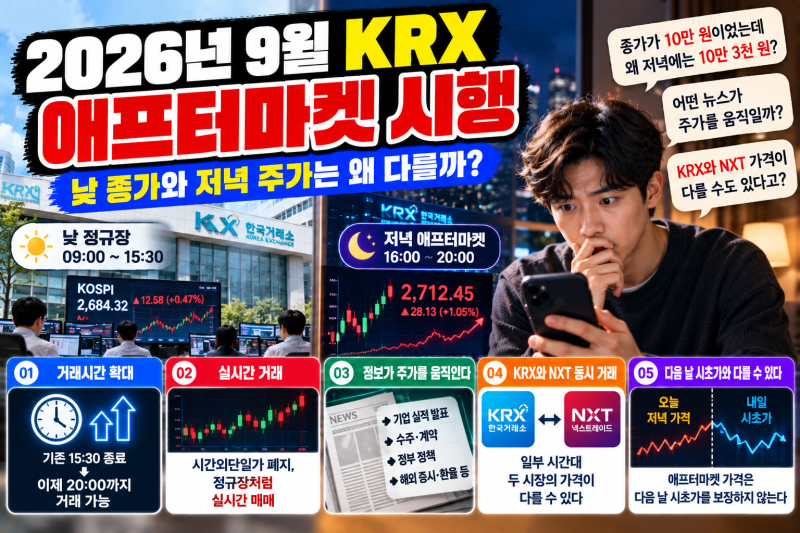 2026년 9월 KRX 애프터마켓 시행 후 달라진 점｜낮 종가와 저녁 주가는 왜 다를까?