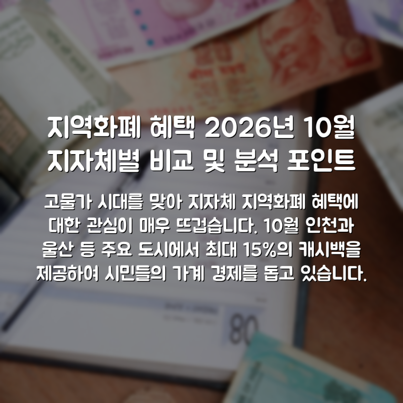 지역화폐 혜택 2026년 10월 지자체별 비교 및 분석 포인트