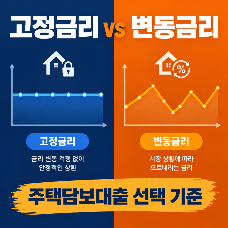 고정금리 vs 변동금리 차이｜주택담보대출 금리 선택 기준