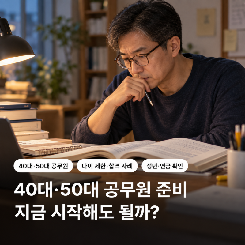 40대·50대 공무원 준비, 지금 시작해도 될까? 나이 제한·합격 사례·정년과 연금