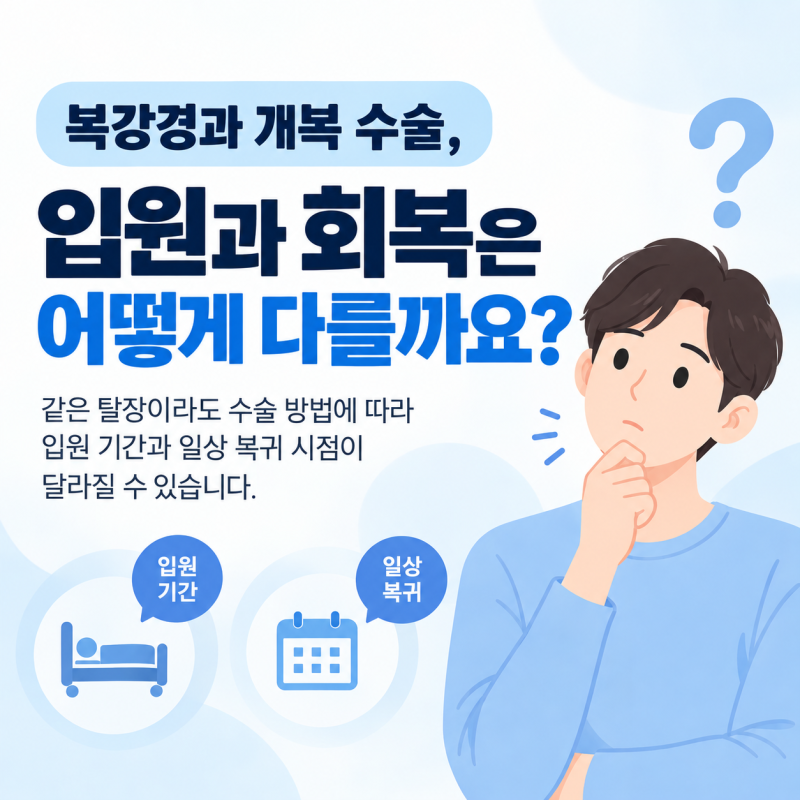 복강경과 개복 수술, 탈장수술병원 방법에 따라 달라지는 입원 및 회복 기간