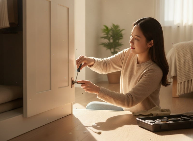 옷장 문 경첩 조절, 이렇게 하면 쉬워요