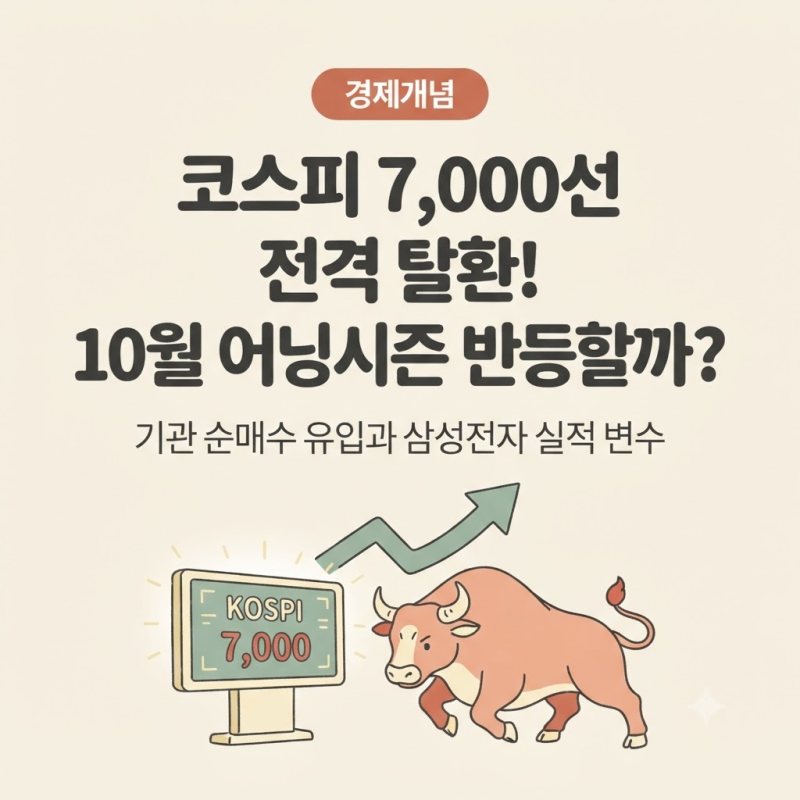 코스피 5거래일 만에 7,000선 전격 탈환! 10월 어닝시즌 개막과 외국인 수급 증시 전망