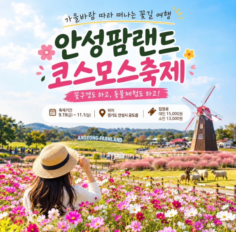 안성팜랜드 코스모스 축제 가을 꽃길 따라 걷는 추천 코스 주차입장료