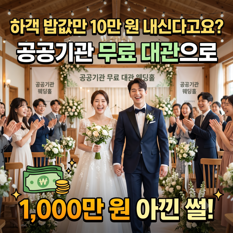 "식대 10만 원 시대" 2026 예비부부 공공기관 무료 예식으로 결혼 비용 1,000만 원 아낀 찐 후기