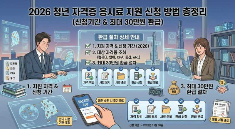 2026 청년 자격증 응시료 지원 신청 방법 총정리 (신청기간 & 최대 30만원 환급)