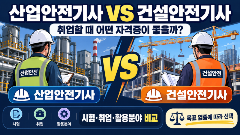 산업안전기사 vs 건설안전기사 차이｜취업·시험·활용 분야 무엇이 다를까?