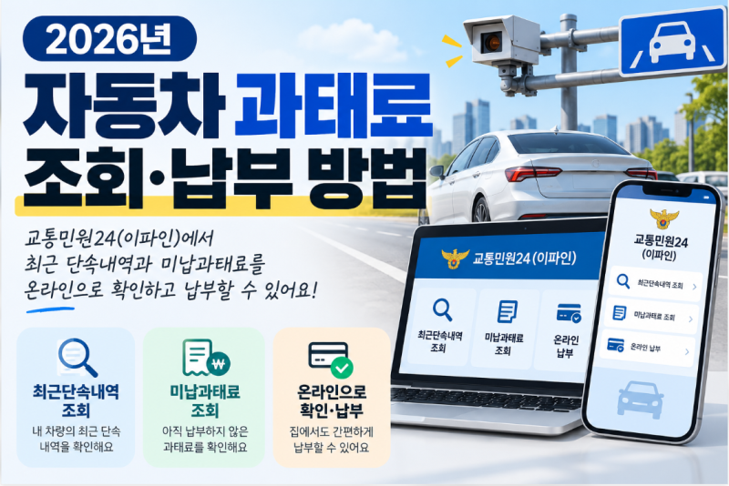 자동차 과태료 조회·납부 방법 2026｜교통민원24 이파인에서 확인하세요