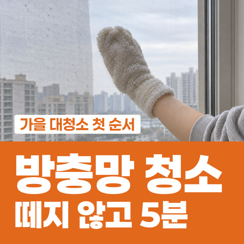 방충망 청소 떼지 않고 수면 양말 한 켤레로 끝내기