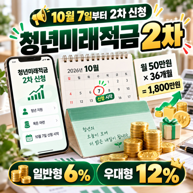 청년미래적금 2차 신청기간 10월 7일부터, 조건·우대형·갈아타기 정리