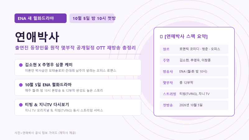 연애박사 출연진 등장인물 몇부작 원작 방송일정 OTT 재방송 총정리