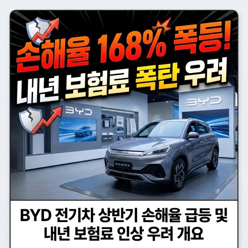 "차값 아꼈다가 보험료로 다 뱉어냅니다" 손해율 168% 찍은 BYD, 내년 보험료 폭탄에 차주들 발....