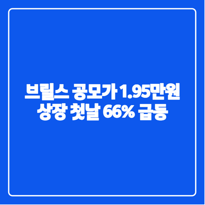 브릴스 공모주 상장 후 주가 66% 급등, 청약 경쟁률부터 상장 일정까지 정리