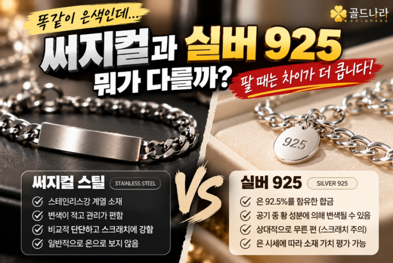 똑같이 은색인데…써지컬과 실버 925 뭐가 다를까? 팔 때는 차이가 더 큽니다