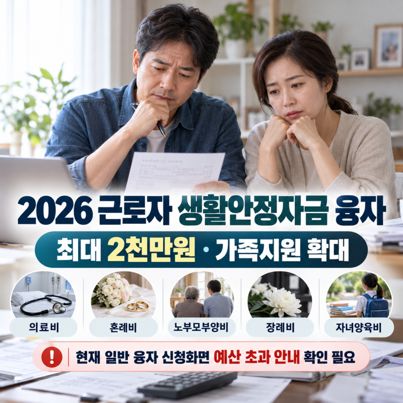 병원비·결혼비용 급할 때 은행대출부터 보지 마세요｜2026 근로자 생활안정자금 융자｜최대 ....