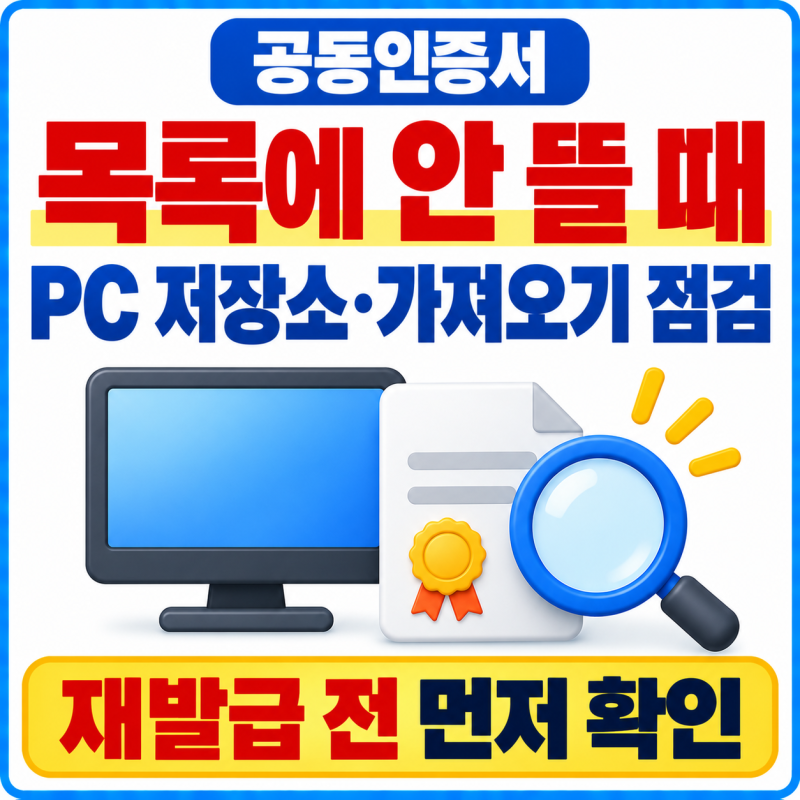 공동인증서 목록에 안 뜰 때 | PC 저장소·가져오기 점검