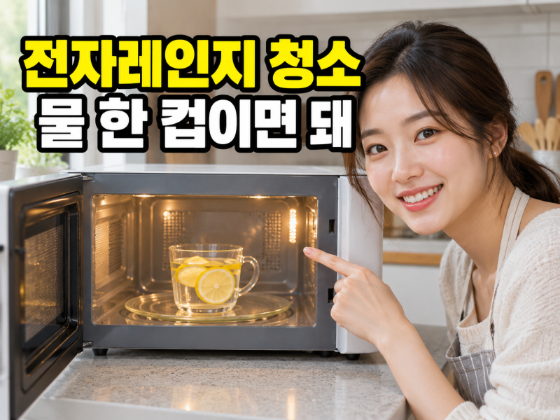 전자레인지 청소, 물 한 컵 돌리고 5분만 기다려봐