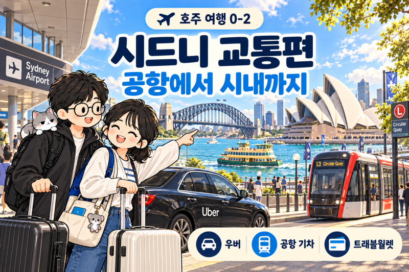호주 여행 0-2 | 시드니 교통편, 공항 우버·기차와 트래블월렛