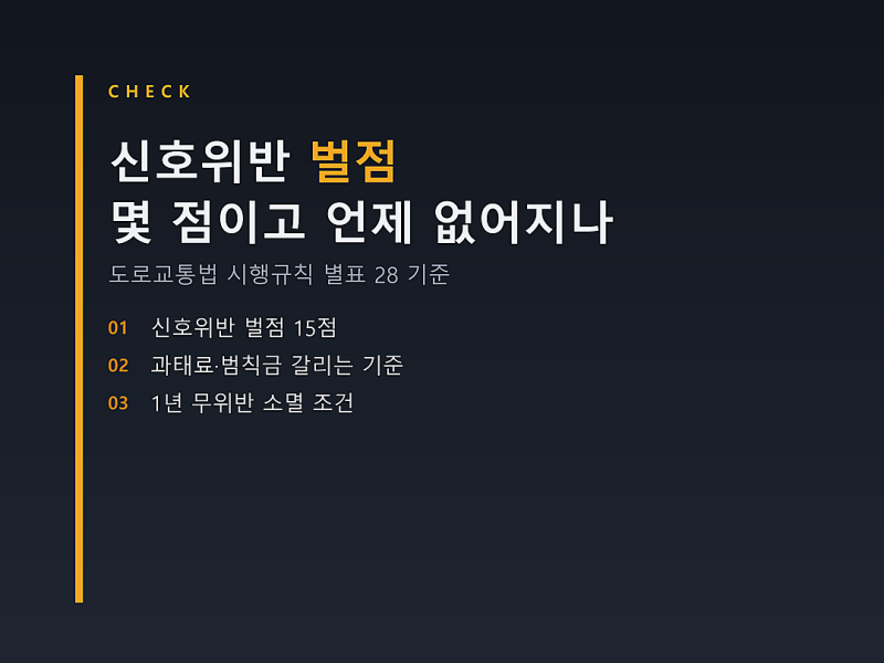 신호위반 벌점 15점, 과태료와 범칙금이 갈리는 기준과 1년 뒤 소멸 조건