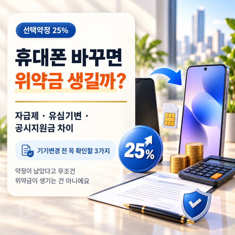 선택약정 중 기기변경하면 위약금? 자급제·유심기변·공시지원금 차이