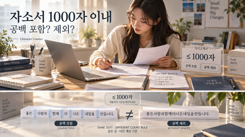 자소서 1000자 이내 맞추기, 공백 포함·제외 글자수 세는 방법