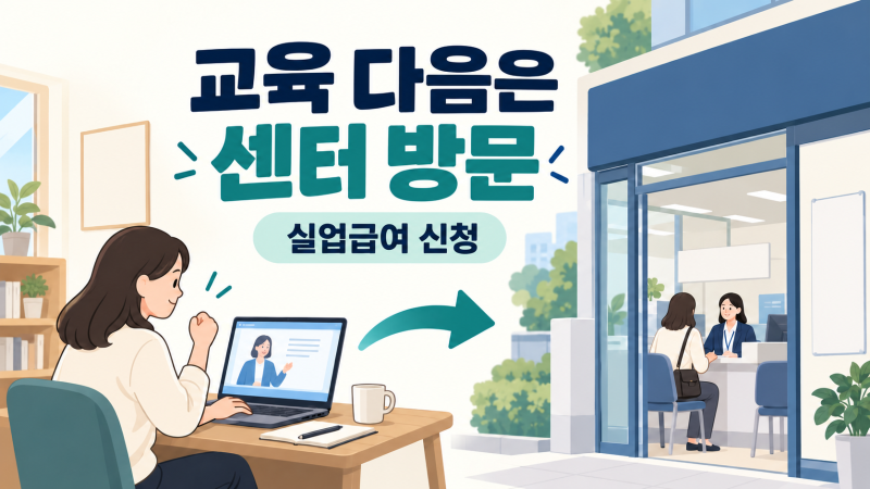 실업급여 신청, 온라인 교육을 마쳤다면 센터 방문까지 이어가세요