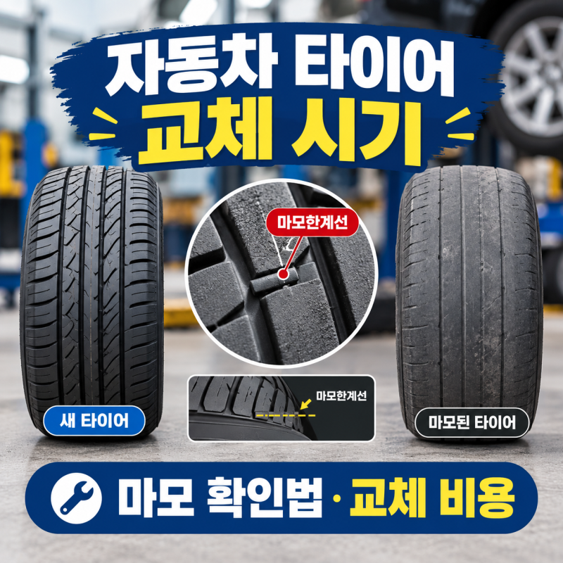 자동차 타이어 교체 시기 5가지｜마모 확인법과 교체 비용