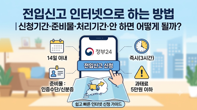전입신고 인터넷으로 하는 방법｜신청기간·준비물·처리기간·안 하면 어떻게 될까?