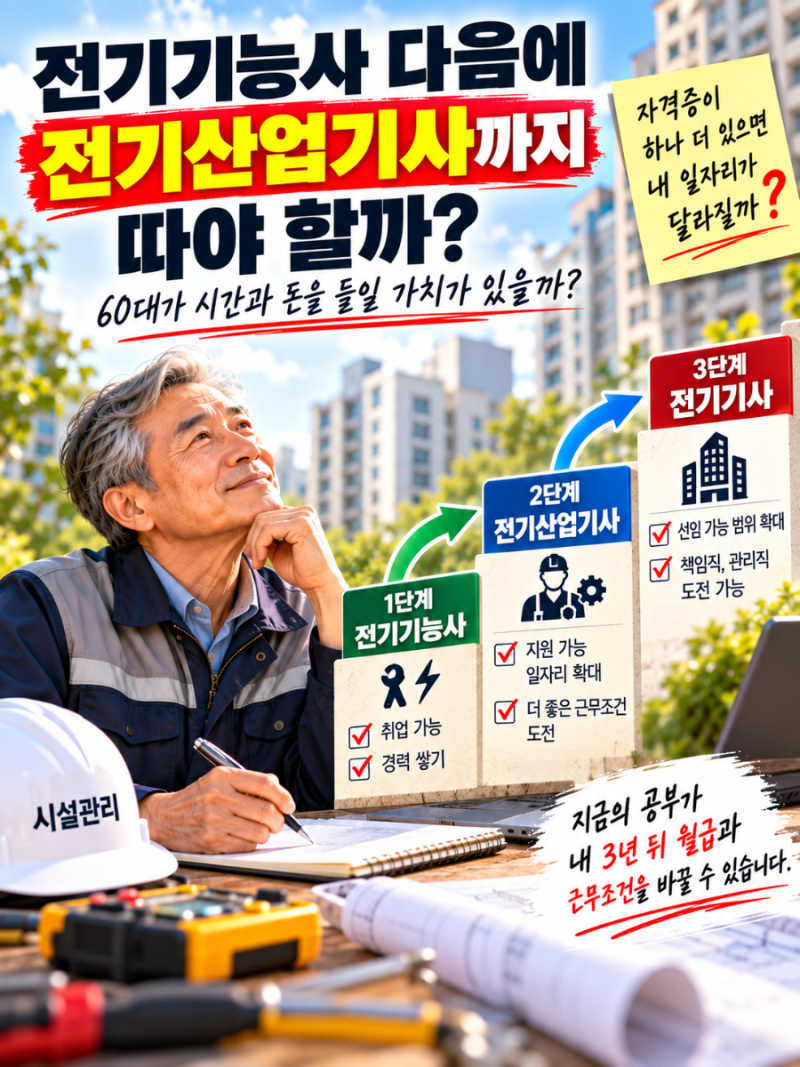 전기기능사 다음에 전기산업기사까지 따야 할까…60대가 시간과 돈을 들일 가치가 있을까