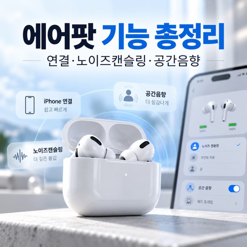 에어팟 기능 총정리, 아이폰 연결부터 노이즈캔슬링·공간음향 설정까지