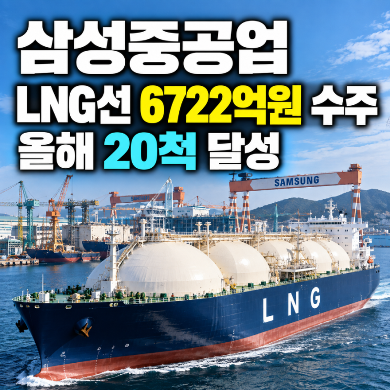 삼성중공업, LNG운반선 2척 6722억원 수주, 올해 20척 달성