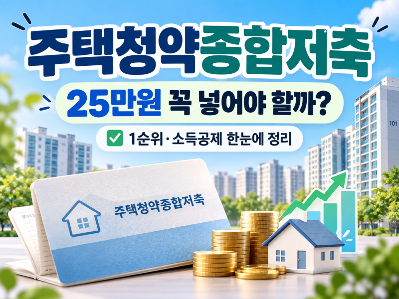 청약통장 25만원 꼭 넣어야 할까? 2026 주택청약종합저축 총정리
