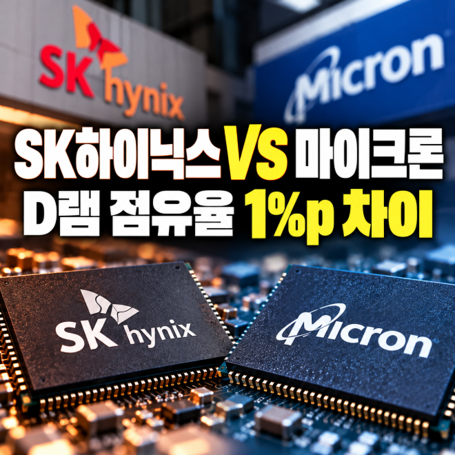 SK하이닉스 턱밑까지 온 마이크론…D램 점유율 1%p 차이 난 이유