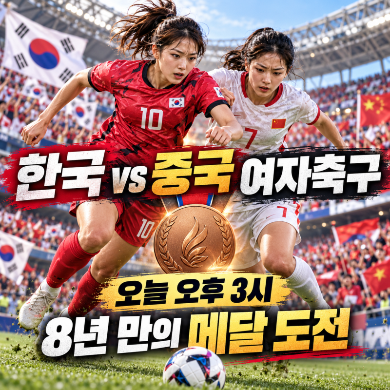 한국 중국 여자축구 몇 시? 오늘 오후 3시 동메달 결정전｜8년 만의 AG 메달 도전