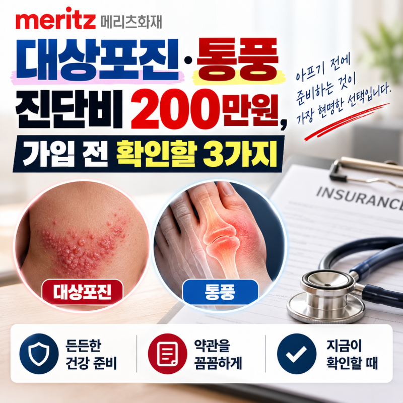 메리츠화재 대상포진·통풍 진단비 200만원, 가입 전 확인할 3가지