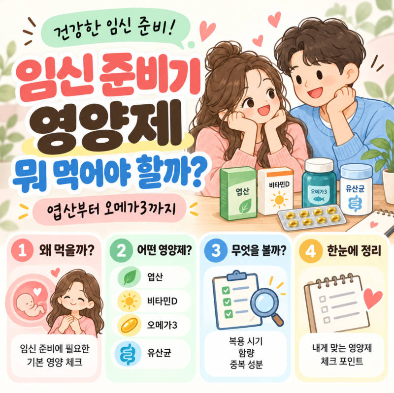 임신 준비기 영양제 뭐 먹어야 할까? 엽산부터 오메가3까지