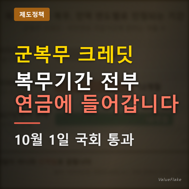 "군복무 크레딧" 전 기간 인정, 올해 전역자는 12개월뿐