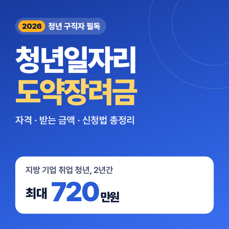 2026 청년일자리도약장려금 총정리!! 최대 720만원 받자!