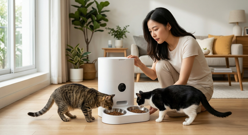 로제코 자동급식기 2구 한 달 솔직후기: 고양이 공복토,다이어트 성공 꿀팁(퍼즐매트 높이 조....