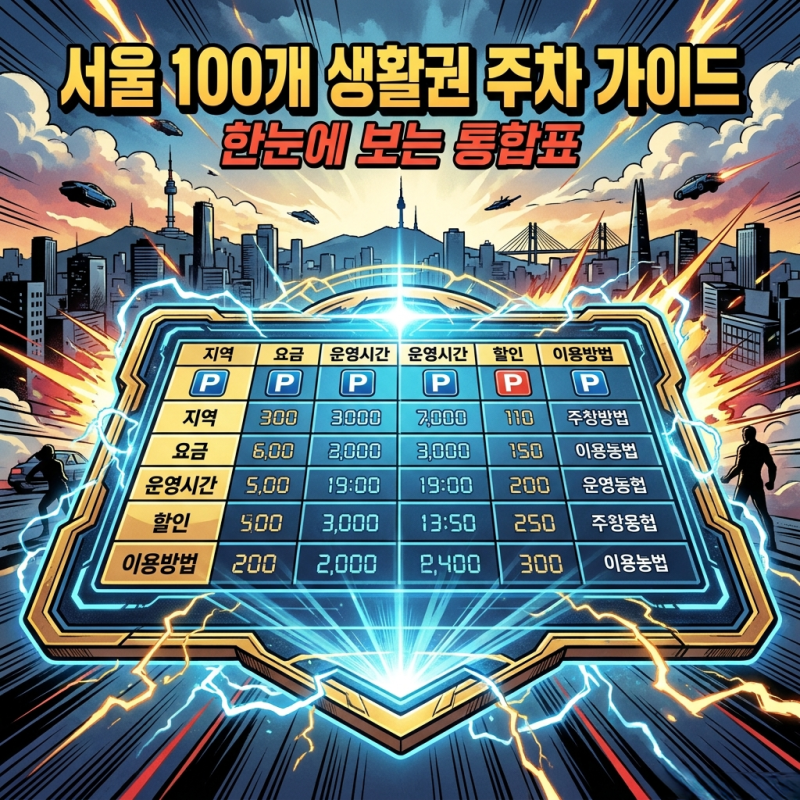 서울 주차장 한눈에 총정리표｜100개 생활권 주차정보+네비주소