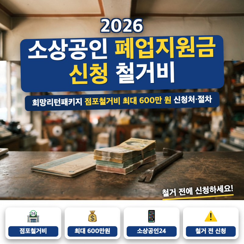 소상공인 폐업지원금 철거 비용 신청 방법 (+ 희망리턴패키지 철거비 600만 원, 소상공인24, 신....